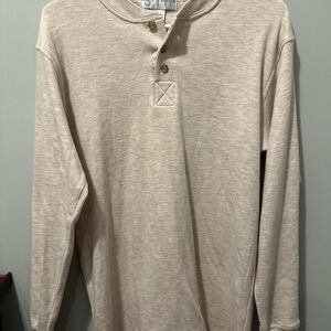 Long-Sleeve Henley Shirt in Light Beige - Casual Comfort
